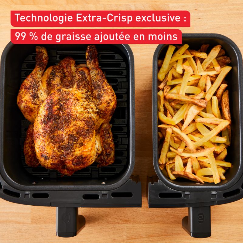 Friteuse et Gril à Air Tefal Dual Easy Fry &amp; Grill - 8.3L - Gris Anthracite - EY905B10