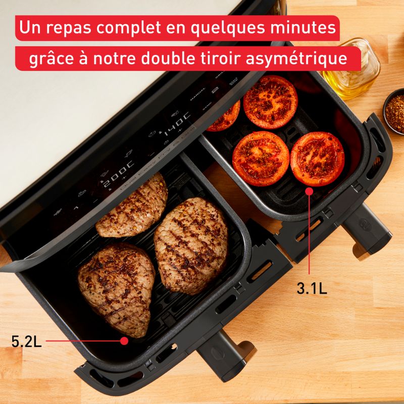 Friteuse et Gril à Air Tefal Dual Easy Fry &amp; Grill - 8.3L - Gris Anthracite - EY905B10