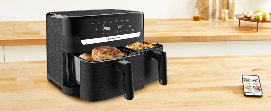 Friteuse et Gril à Air Tefal Dual Easy Fry - 8.3L - Noir - EY901N10