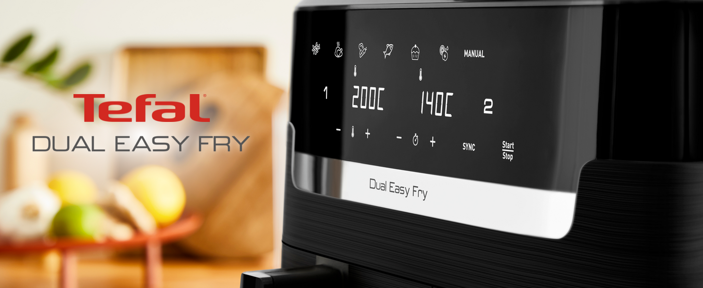 Friteuse et Gril à Air Tefal Dual Easy Fry - 8.3L - Noir - EY901N10
